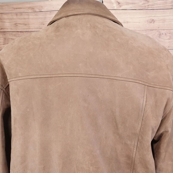 ROUNDTREE & YORKE BROWN GENUINE LEATHER ZIP UP COAT JACKET MENS SIZE M MEDIUM - Picture 6 of 13